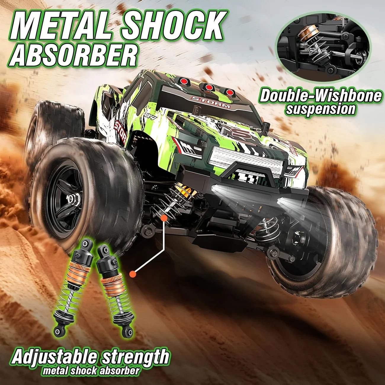 Off-road toy car, 2.4GHz remote control, all-terrain durable and safe design, fun model for children and adults, gift for boys