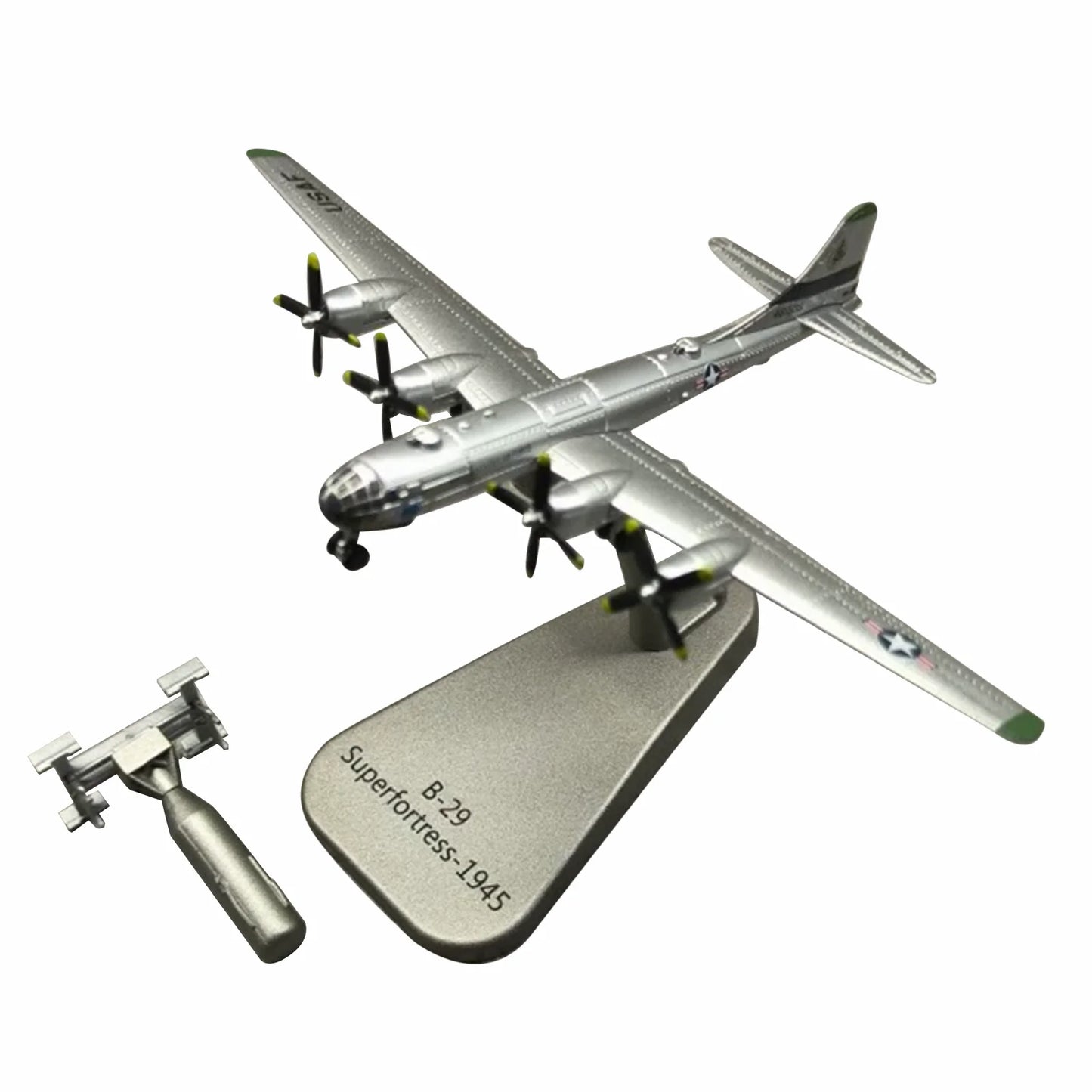 Die-cast 1:300 US B29 B-29 Superfortress Air Fortress Bomber Aircraft Alloy Diecast Model w/Little Boy Missile Model Kit Collect