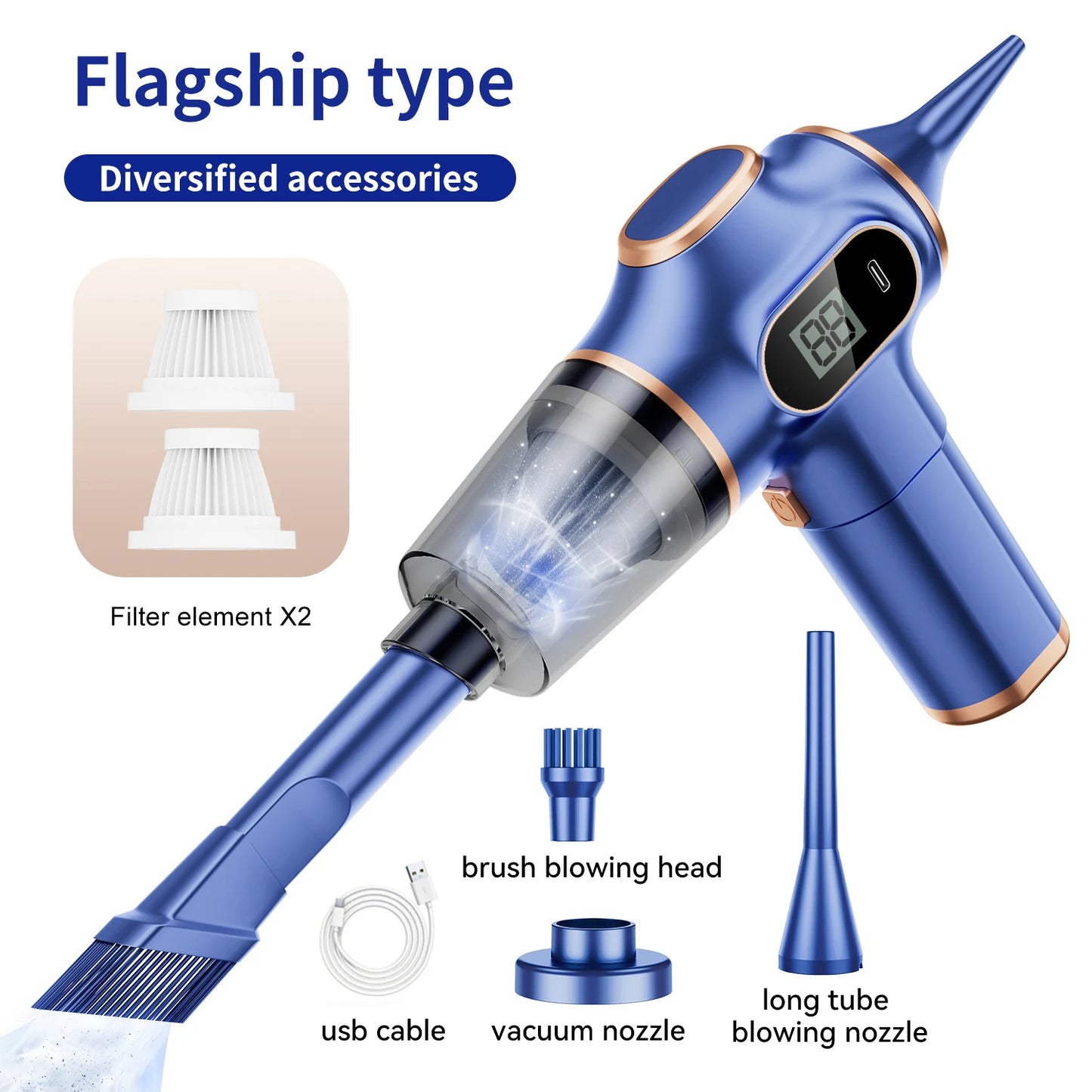 Wireless Car Vacuum Cleaner Mini Handheld High Power HEPA Filter