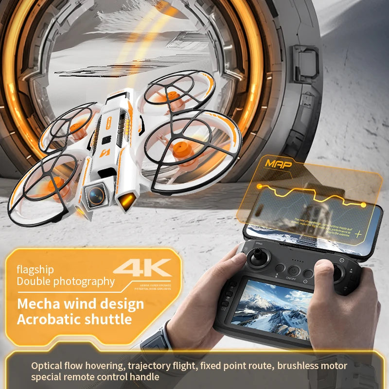 Foldable Drone with 4K Dual Cameras, Active Obstacle Avoidance, Brushless Motor, Optical Flow Localization