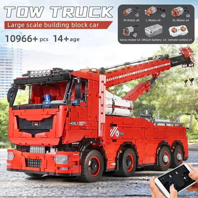 10966PCS Technical Motorized Tow Truck MKII Building Block MOC-29848 Mobile Crane Model Bricks Toys For Kids Christmas Gifts