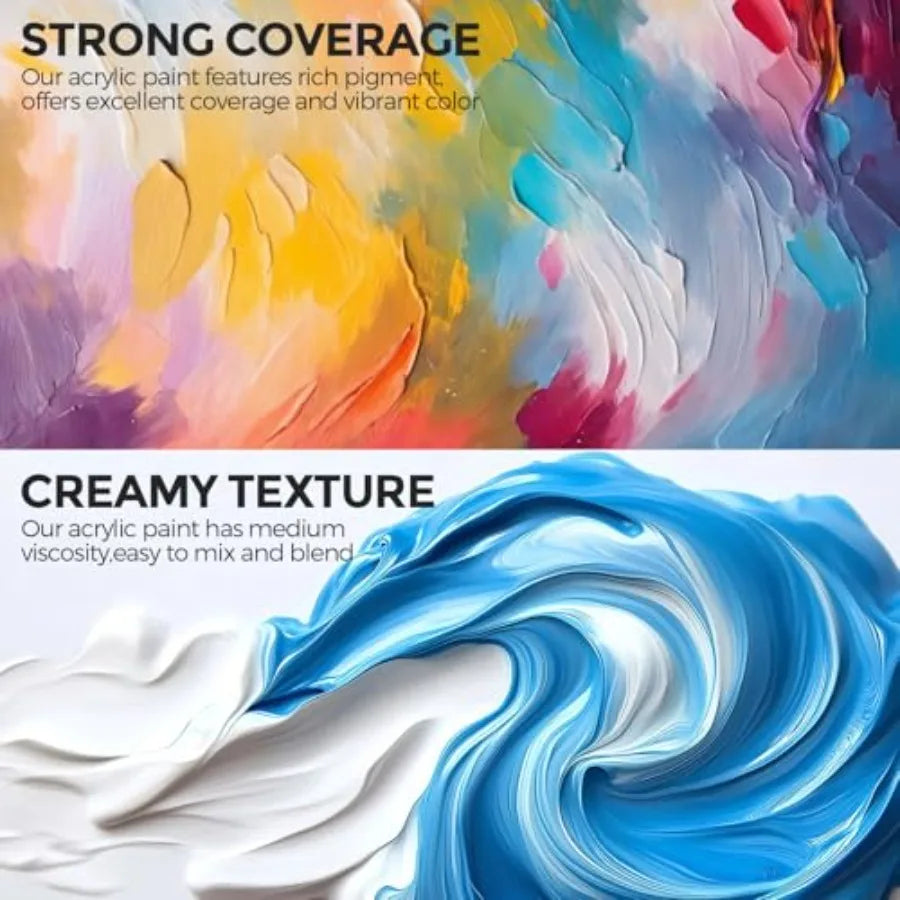 Large Acrylic Paint Set 16.9 oz, 500 ml,Bulk Acrylic Paint Non-Toxic Art Painting Supplies on Multi Surface Pumpkin Canvas Wood