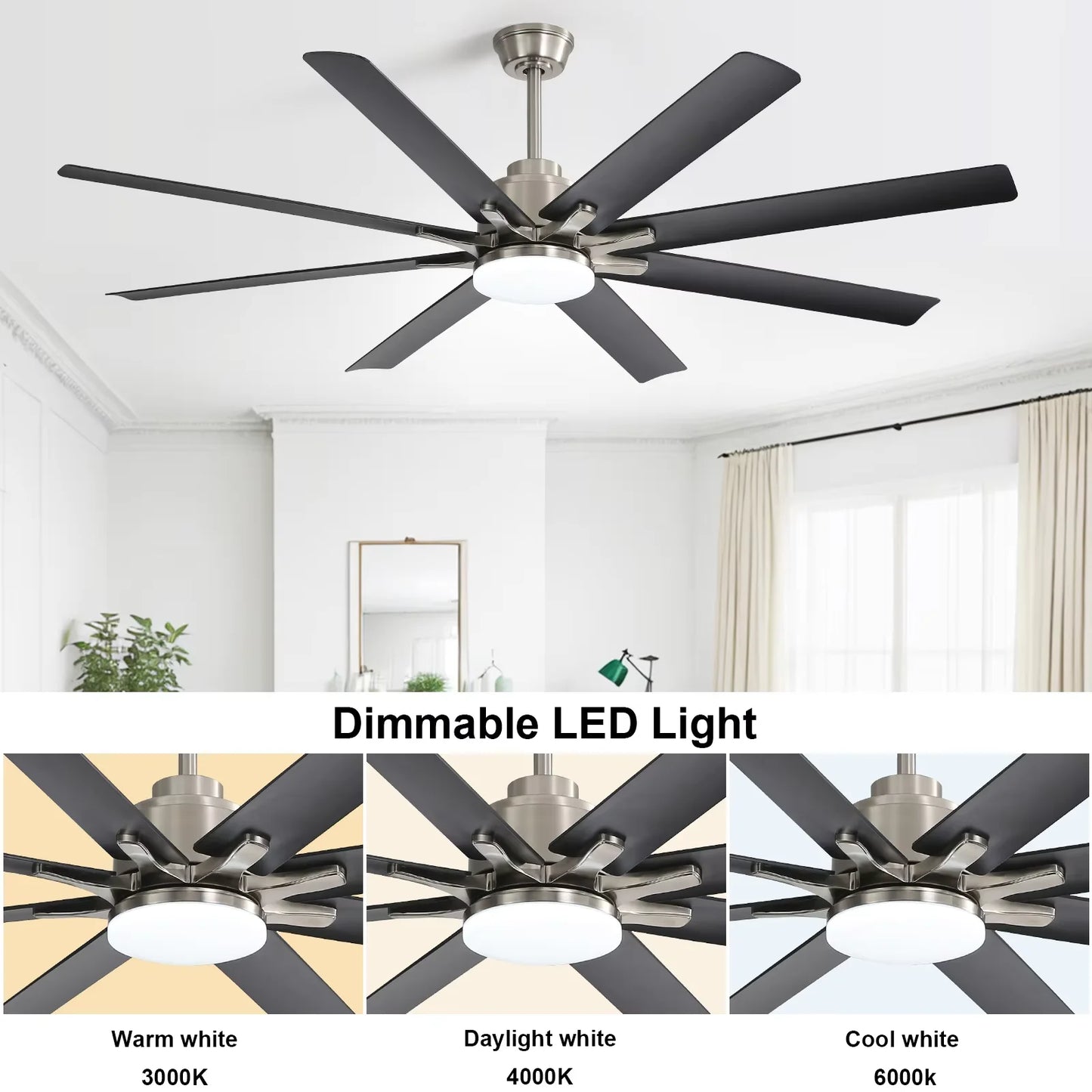 Sofucor Modern LED Ceiling Fan With Remote