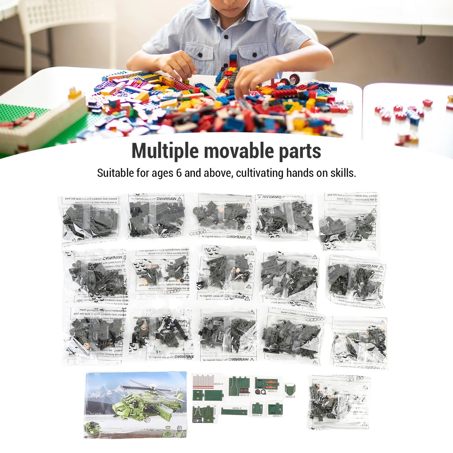 HWZBBEN Helicopter Building Blocks Set 791 Pcs Airplane Construction Kit