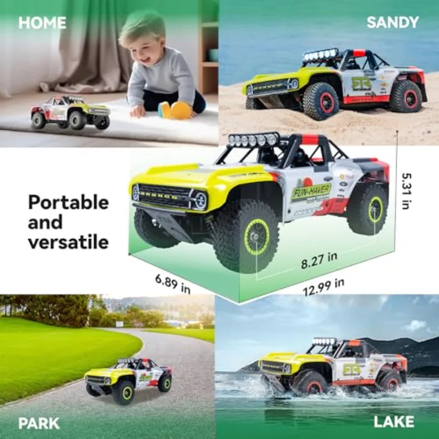 FMS 1/18 FSC18 Ford Bronco RTR EB, Brushed RC Short Course, Licensed by Ford, High Speed RC Truck, 4x4 Off-Road RC Car, Hobby R