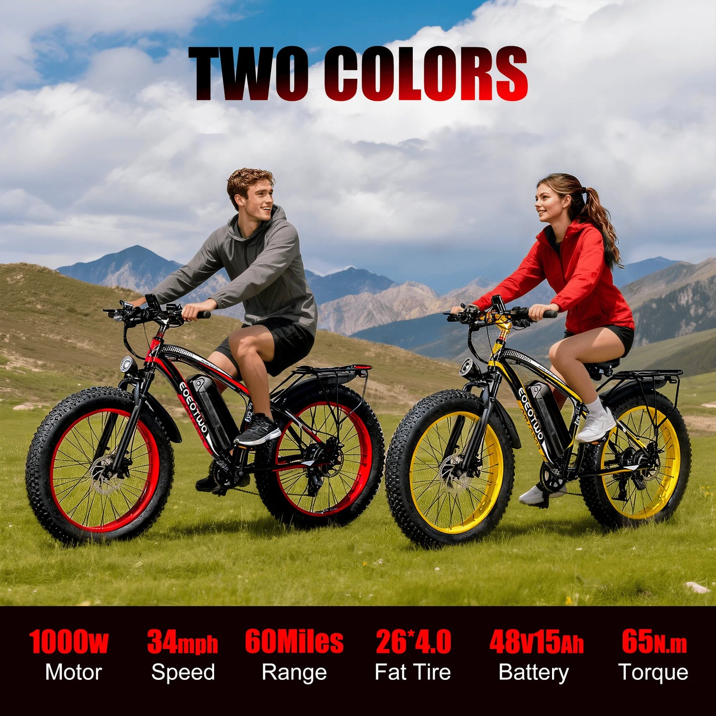 EOEOTWOC 1500W Electric Fat Tire Mountain Bike 34MPH