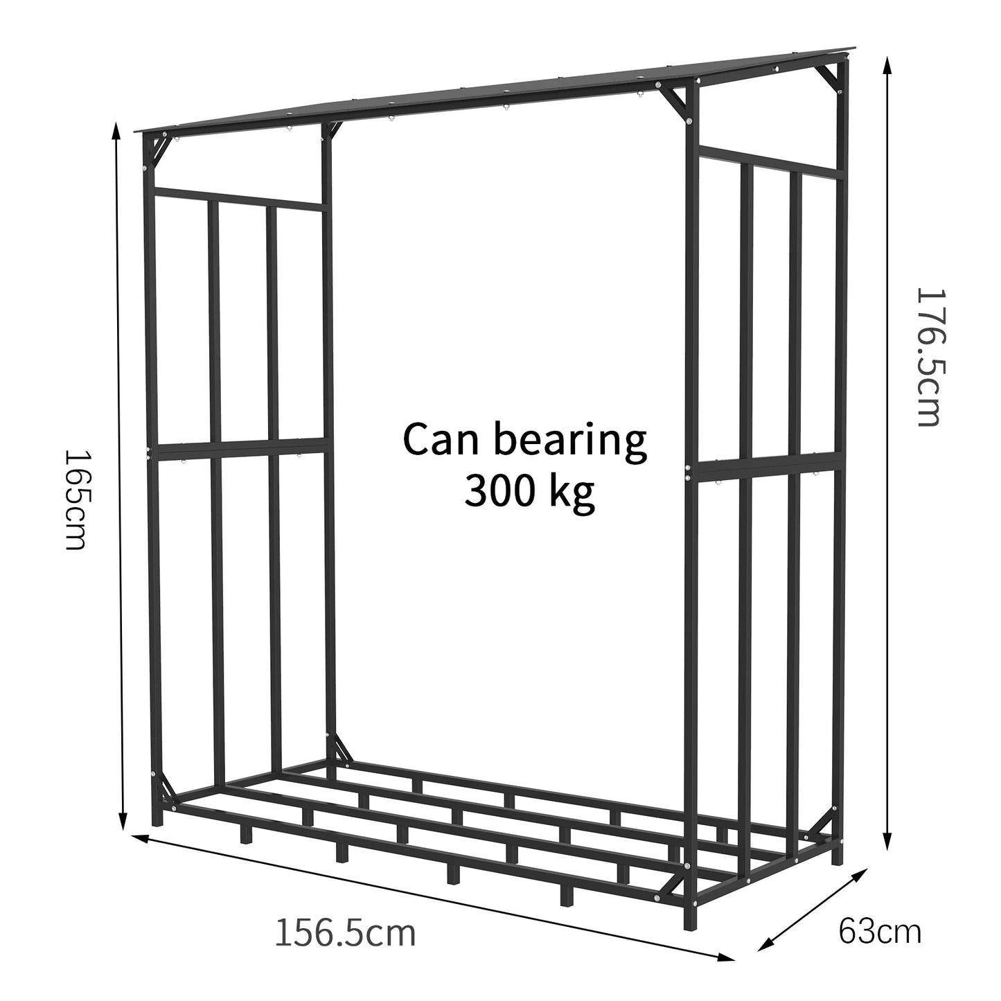 Heavy Duty Outdoor Firewood Storage Rack With Top Cover