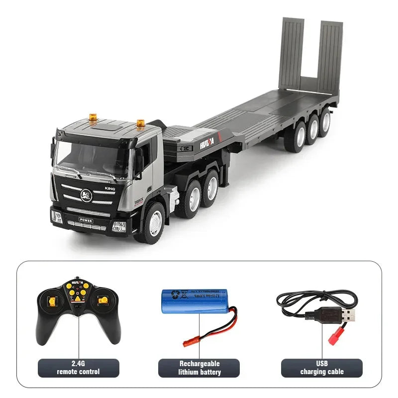 RC Trailer Truck Huina 1318 1/24 Tractor 2.4G Remote Control Construction Radio Control Flatbed RC Truck Toys For Boys Kids Gift