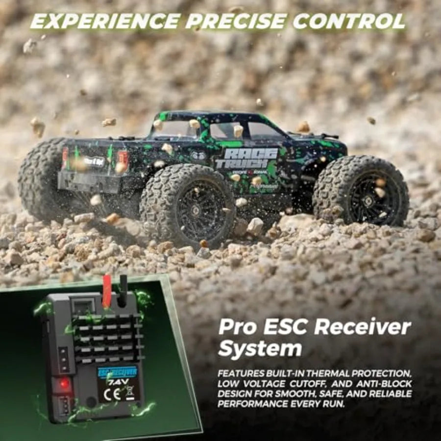 Off-Road RTR Remote Control Car, 1:18 Scale 4WD RC Truck Bundle, Full Metal Oil-Filled Shock Upgrade Set, 18859E Green, 36km/h