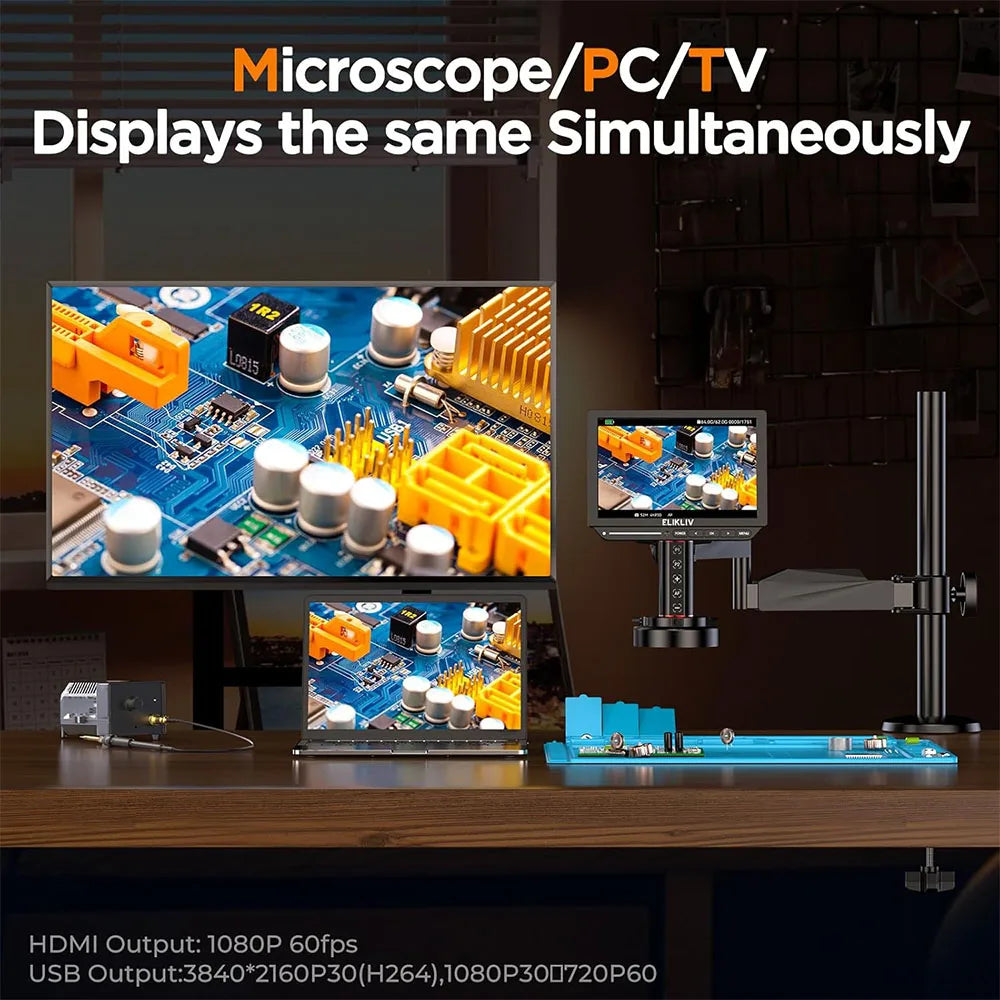 Elikliv EM4K-AF Flex Autofocus Digital Microscope 2000X HDMI