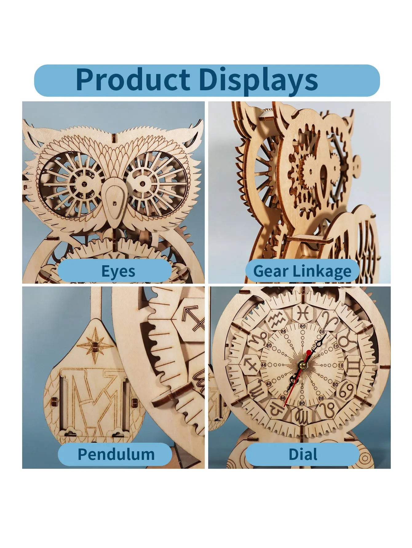 Music Park 3D Wooden Puzzle Owl Clock Model Build Kit