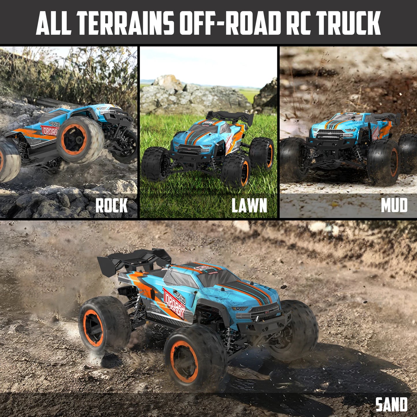 RACENT 4x4 All Terrain RC Truck High Speed Remote Control Car