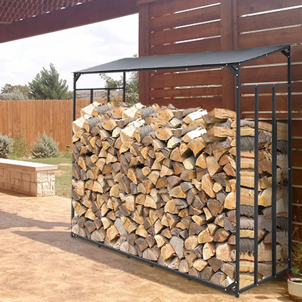 Heavy Duty Outdoor Firewood Storage Rack With Top Cover