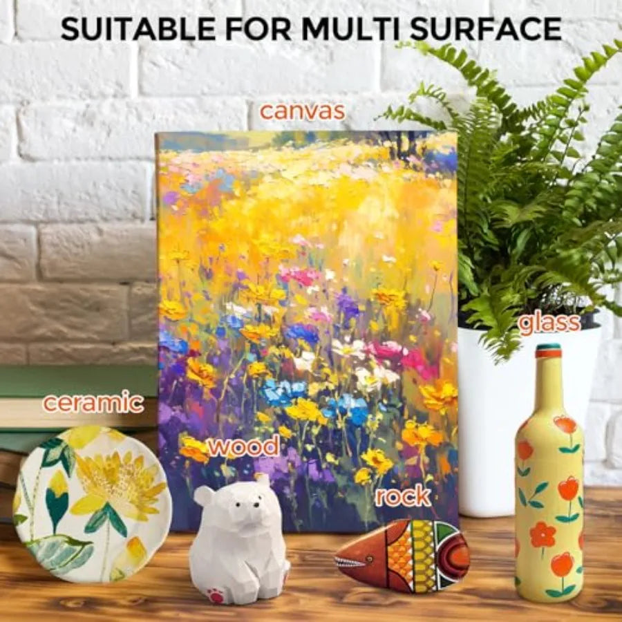 Large Acrylic Paint Set 16.9 oz, 500 ml,Bulk Acrylic Paint Non-Toxic Art Painting Supplies on Multi Surface Pumpkin Canvas Wood