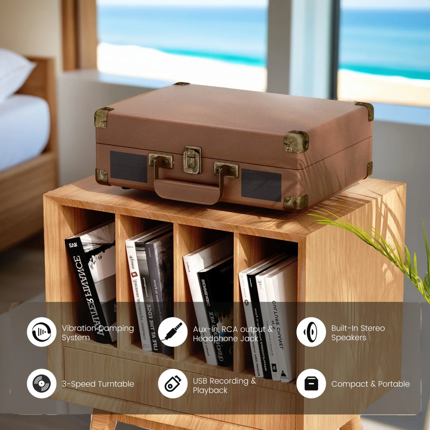 Maio 3-Speed Record Player With Built-In Speakers And Headphone Jack