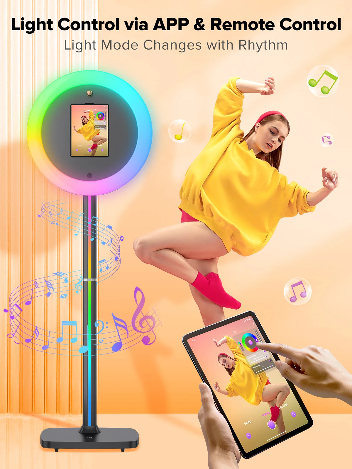 Neson iPad Photo Booth Machine With RGB Ring Light And APP Control