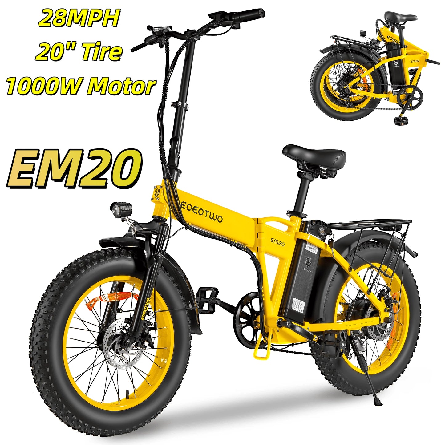 EOEOTWO 1500W Electric Fat Tire Bike 34MPH Ebike