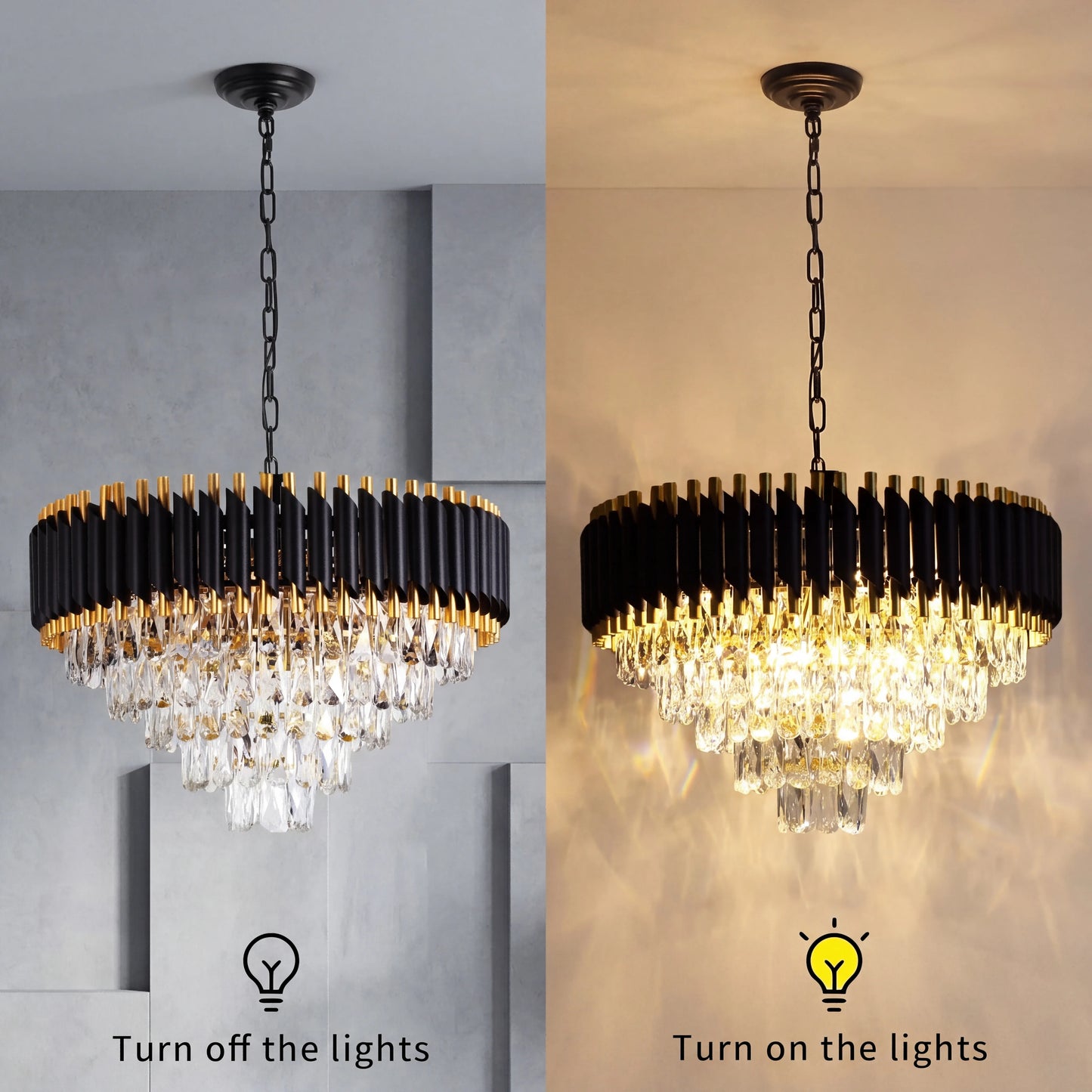 Five Tier Crystal Chandelier Dimmable For Kitchen Island