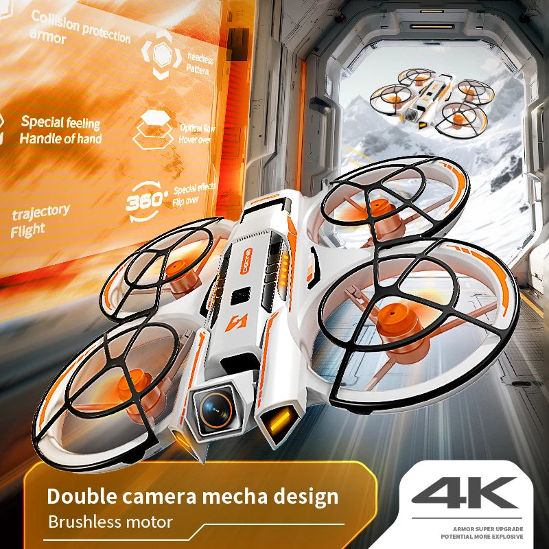 Foldable Drone with 4K Dual Cameras, Active Obstacle Avoidance, Brushless Motor, Optical Flow Localization