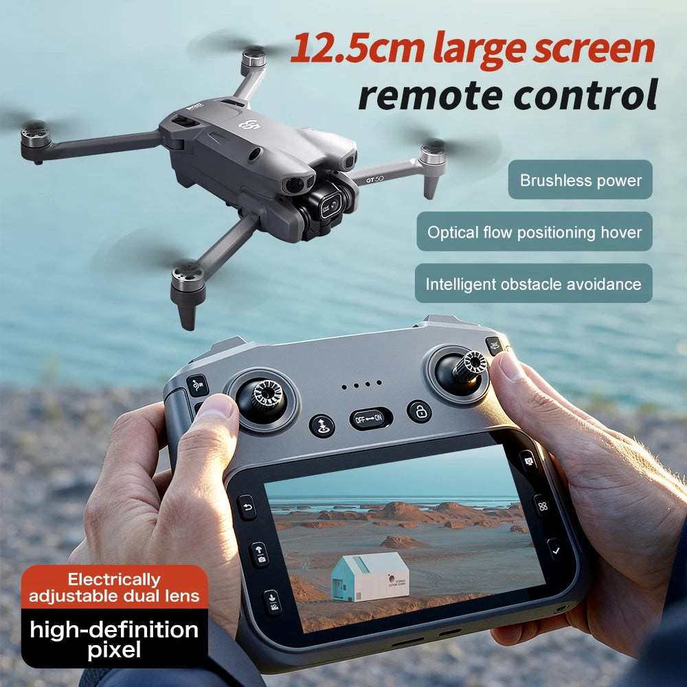 Foldable Drone with 4K Dual Cameras, 12.5CM Screen Remote, Brushless Motor, Optical Flow Hover, Intelligent Obstacle Avoidance, RC Quadcopter for Adults & Kids