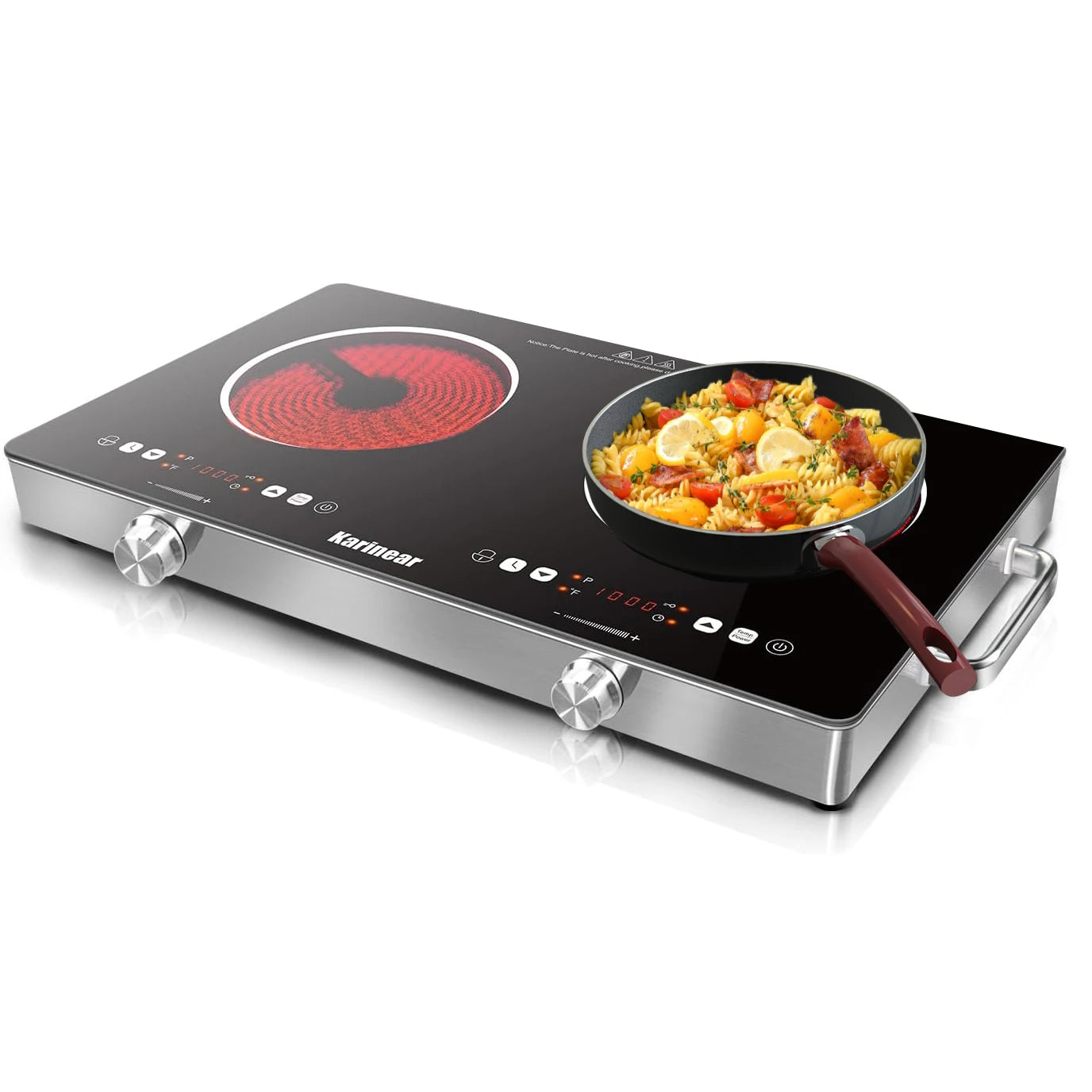 Karinear Ceramic Hob 2 Zone 3200W 240V With Safety Lock Knobs And Touch