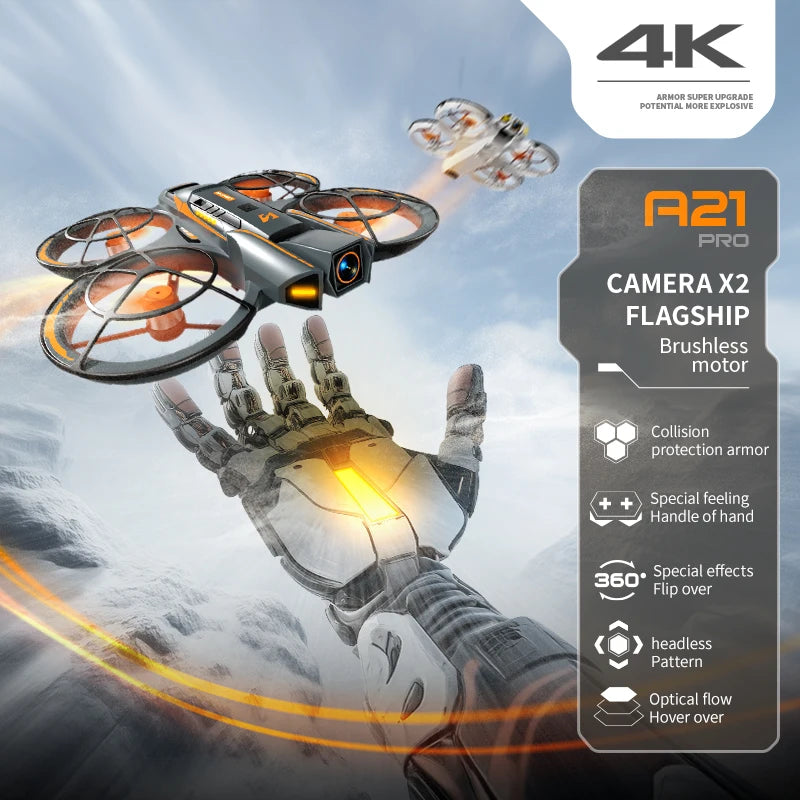 Foldable Drone with 4K Dual Cameras, Active Obstacle Avoidance, Brushless Motor, Optical Flow Localization