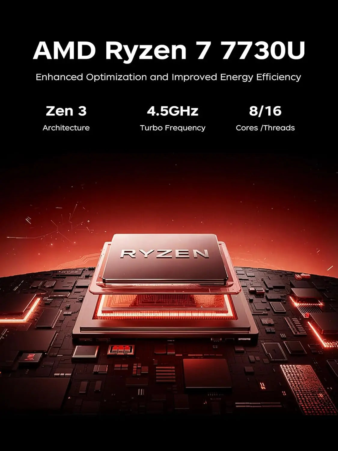 ACEMAGIC Ryzen 7 7730U Laptop Windows 11 Pro 16GB RAM