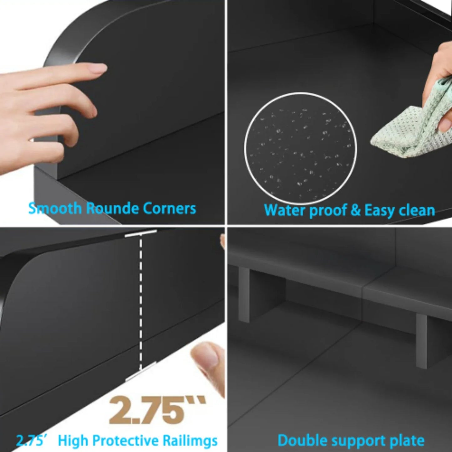 Washer Dryer Laundry Countertop With 2-Tier Storage Shelf & Edge Rails, Laundry Over Washing Top Protector For Washer And Dryer