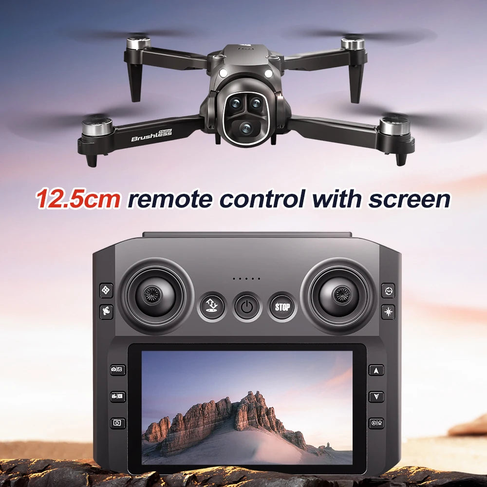 Dual Camera Screen-Controlled Brushless Motor RC Airplane Toy Foldable Drone for Aerial Photography