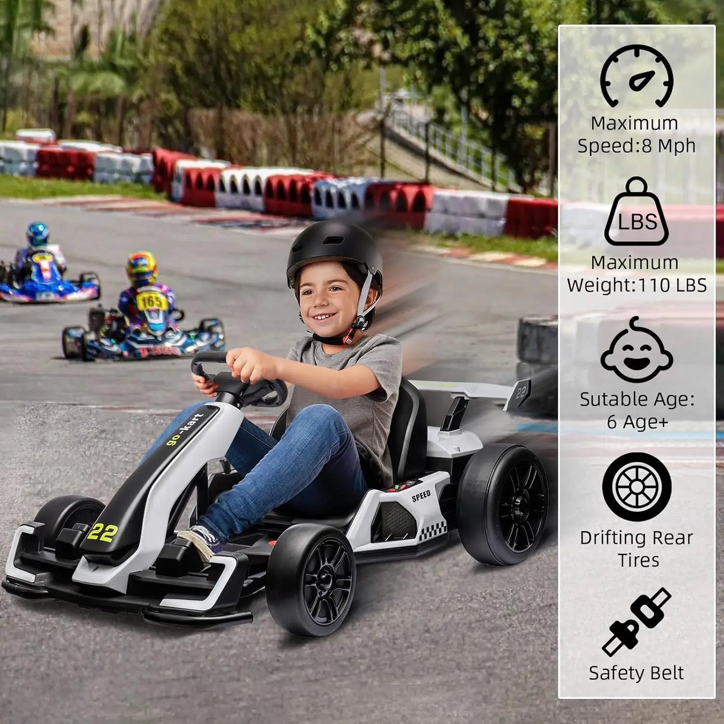TWISTER.CK 24V Kids Electric Go Kart With Adjustable Seat