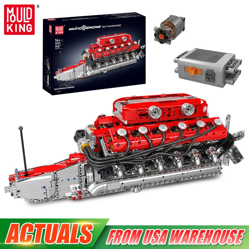 MOULD KING The Speed Car V12 Engine Building Block Set