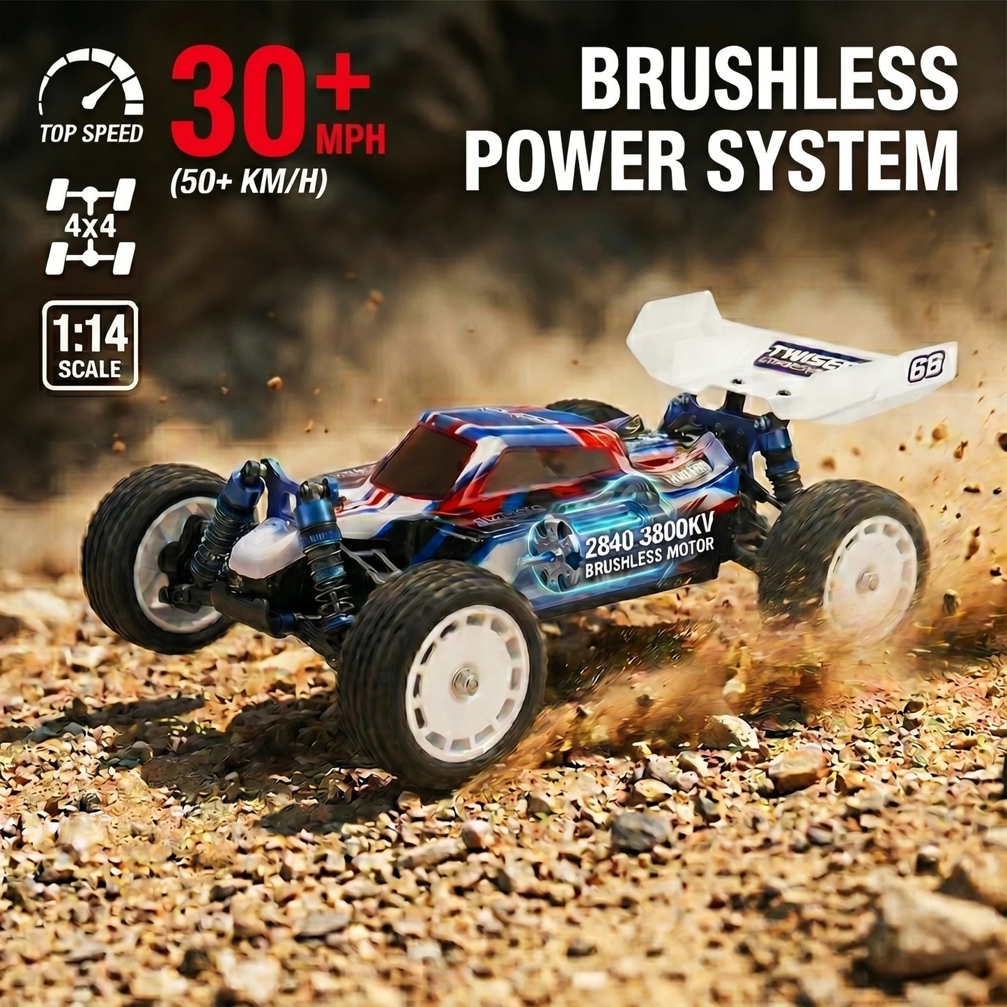 HAIBOXING 2101A 1:14 Brushless RC Car, Max 30+MPH High Speed 4WD Off-Road Racing Car,Waterproof ESC,Suit to All Terrains