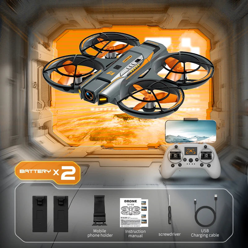 Foldable Drone with 4K Dual Cameras, Active Obstacle Avoidance, Brushless Motor, Optical Flow Localization