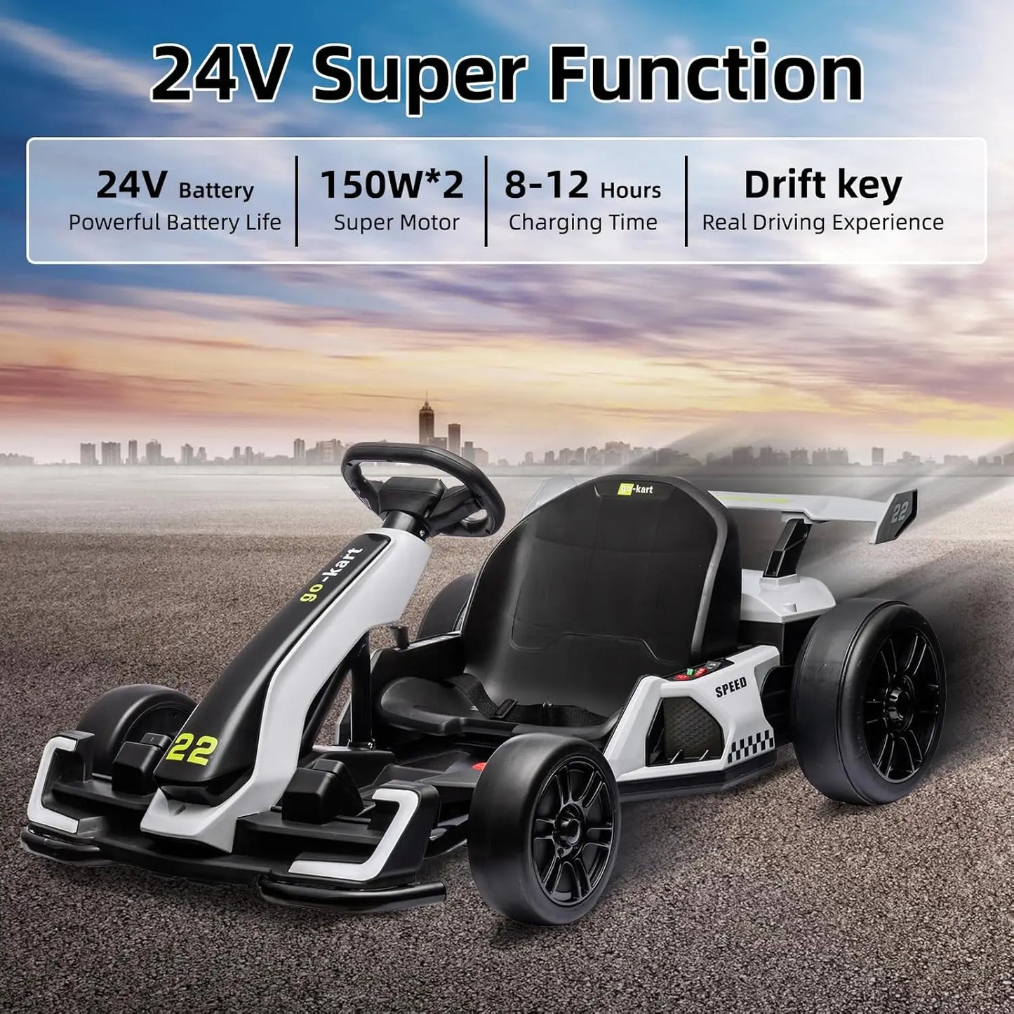 TWISTER.CK 24V Kids Electric Go Kart With Adjustable Seat
