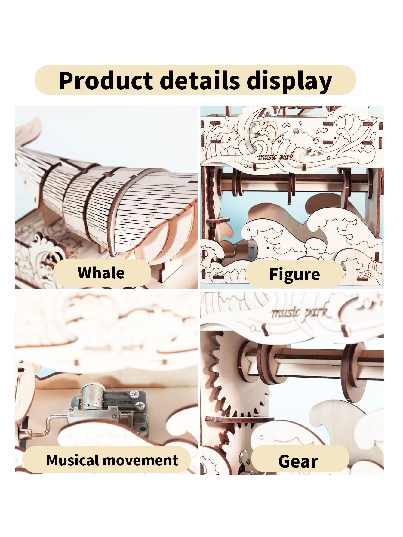 Hand Whale 3D Wooden Puzzle Music Box For Adults Collectors